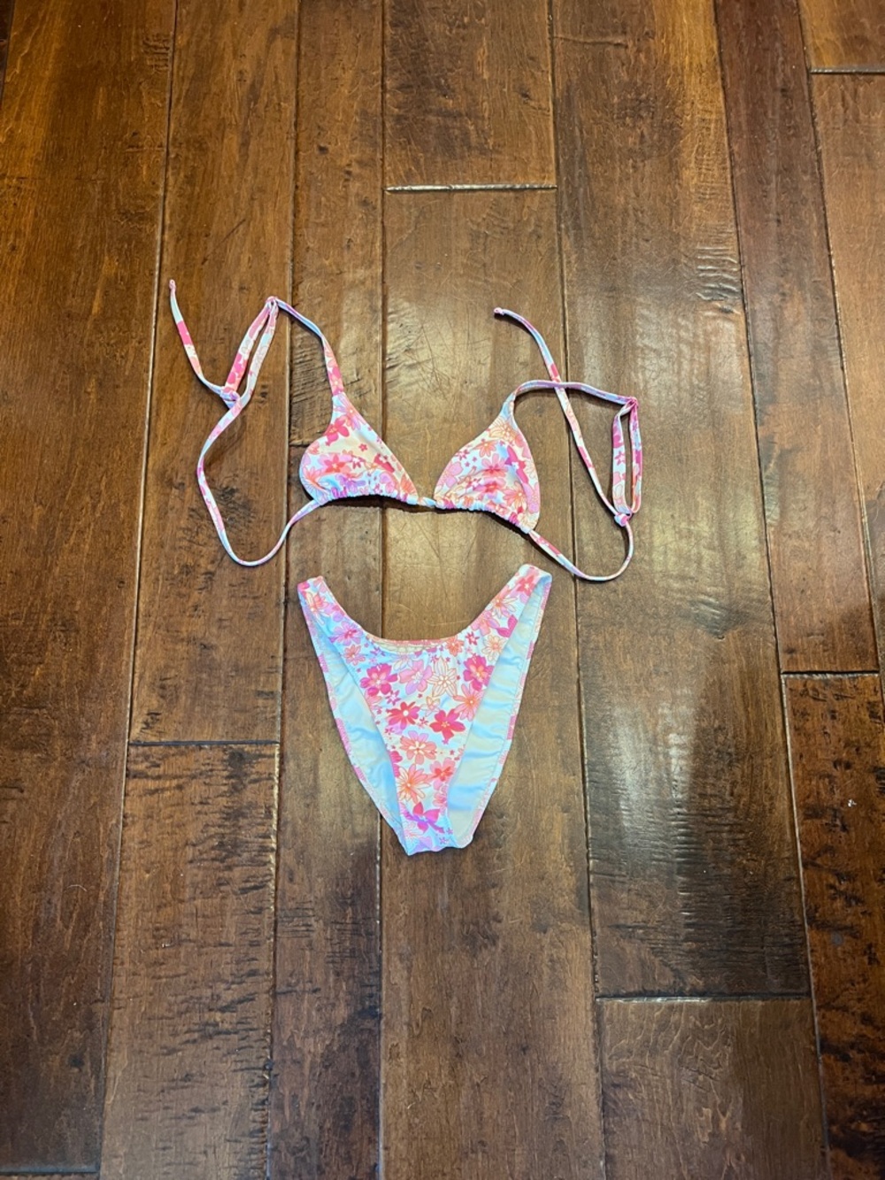 PacSun Pink & Coral Floral Bikini Bottom and top